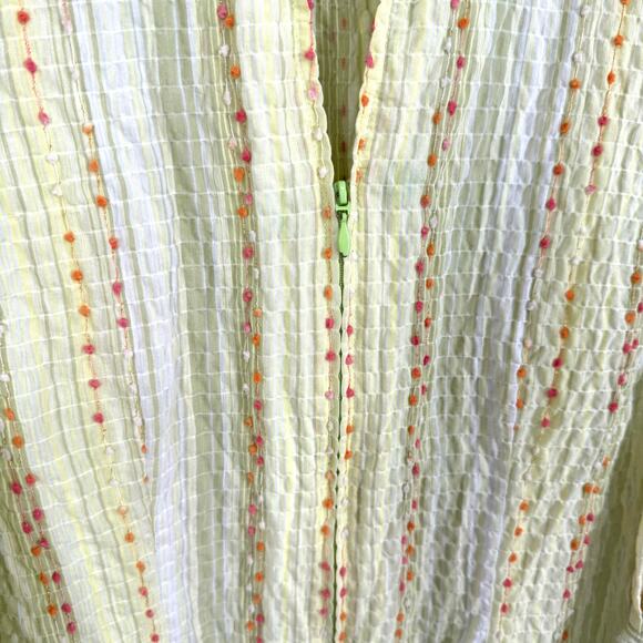 Coldwater Creek Medium Light Green/Yellow Artsy Summer Zip Blouse Shirt Top - Picture 4 of 7